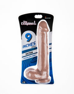 Cock and Balls Dildo with Suction 9 x 1.75 inch (Caramel)