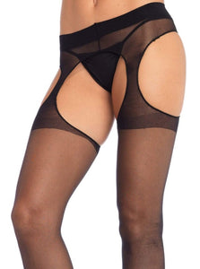 Eden Sheer Suspender Pantyhose - O/S (Black)