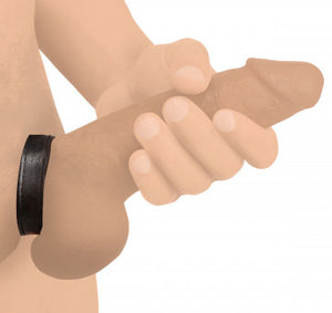 Leather and Velcro Cock Ring (Black)