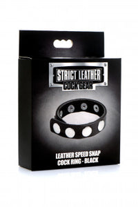 Leather Speed Snap Cock Ring (Black)