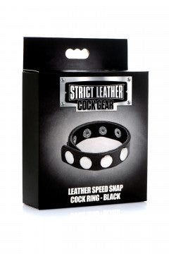 Leather Speed Snap Cock Ring (Black)
