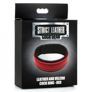 Strict Leather Cock Ring Velcro Leather (Red)