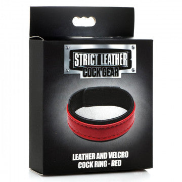 Strict Leather Cock Ring Velcro Leather (Red)