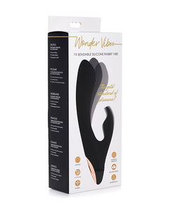 7X Bendable Silicone Rabbit Vibrator (Black)