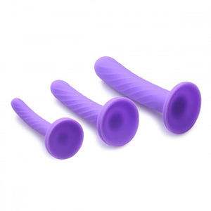 Tri-Play 3 Piece Silicone Dildo Set (Purple)