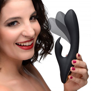 7X Bendable Silicone Rabbit Vibrator (Black)