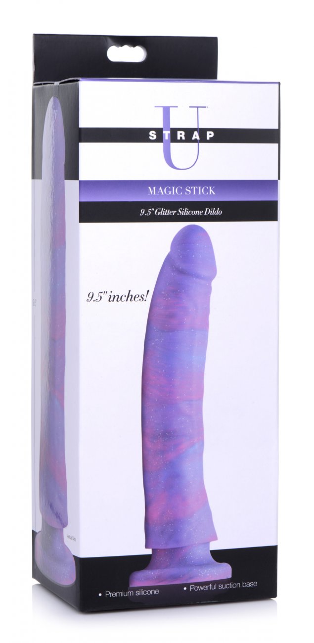 Magic Stick Glitter Silicone Dildo - 9.5 Inch (Purple)