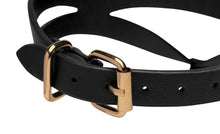 Load image into Gallery viewer, Bondage Baddie Collar with O-Ring (Black &amp; Gold)
