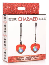 Load image into Gallery viewer, Silicone Light Up Heart Tweezer Nipple Clamps
