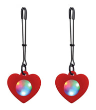 Load image into Gallery viewer, Silicone Light Up Heart Tweezer Nipple Clamps
