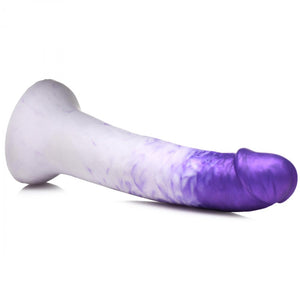 Swirl Realistic Silicone Dildo - 7 inch (Purple/White)