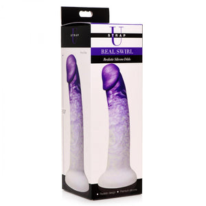 Swirl Realistic Silicone Dildo - 7 inch (Purple/White)