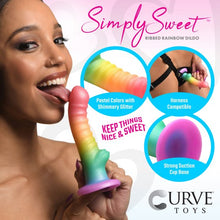 Load image into Gallery viewer, Ribbed Rainbow Silicone Dildo - 7 inch (Rainbow)
