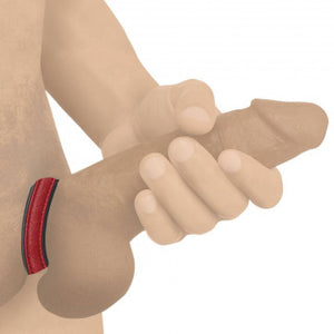 Strict Leather Cock Ring Velcro Leather (Red)