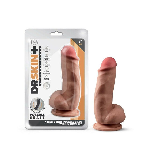 Dr. Skin Plus Girthy Posable Dildo - 7 inch (Mocha)
