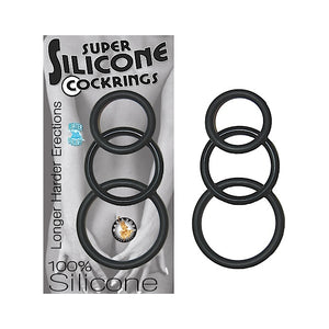 Super Silicone CockRings - Set of 3 (Black)