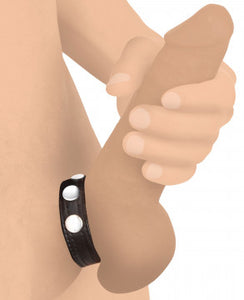 Leather Speed Snap Cock Ring (Black)