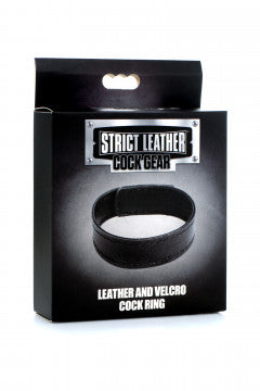 Leather and Velcro Cock Ring (Black)